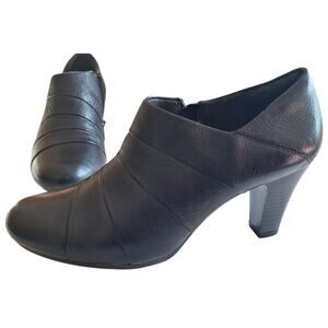 Clarks Bendables Leather Shooties 3" Heeled Shoes/Booties Black Size 9 Zipper